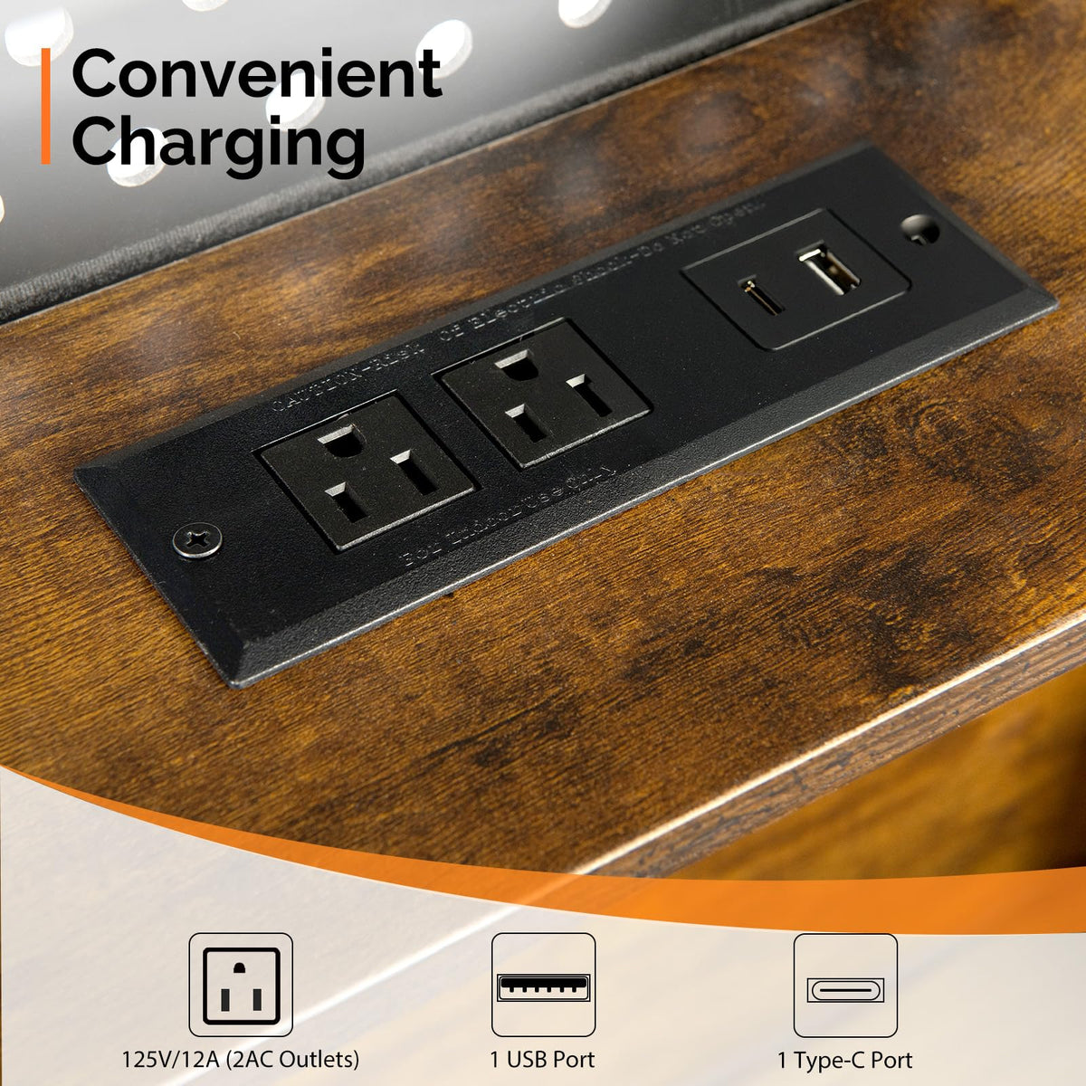 14 Inch Full Floating Bed Frame with USB Charging Station and LED Lights D234