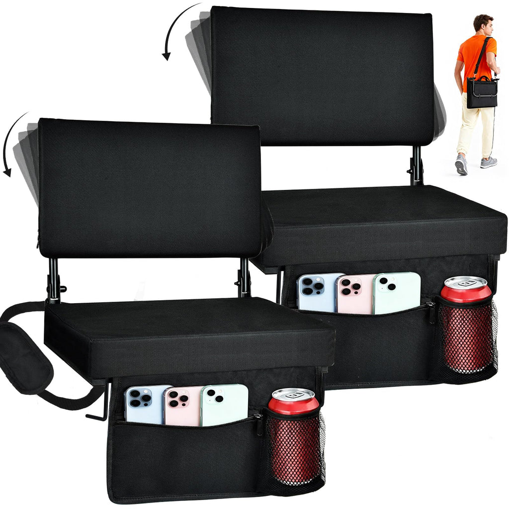 2Pcs Extra Thick Portable Stadium Seat Cushion with Zipper H9493