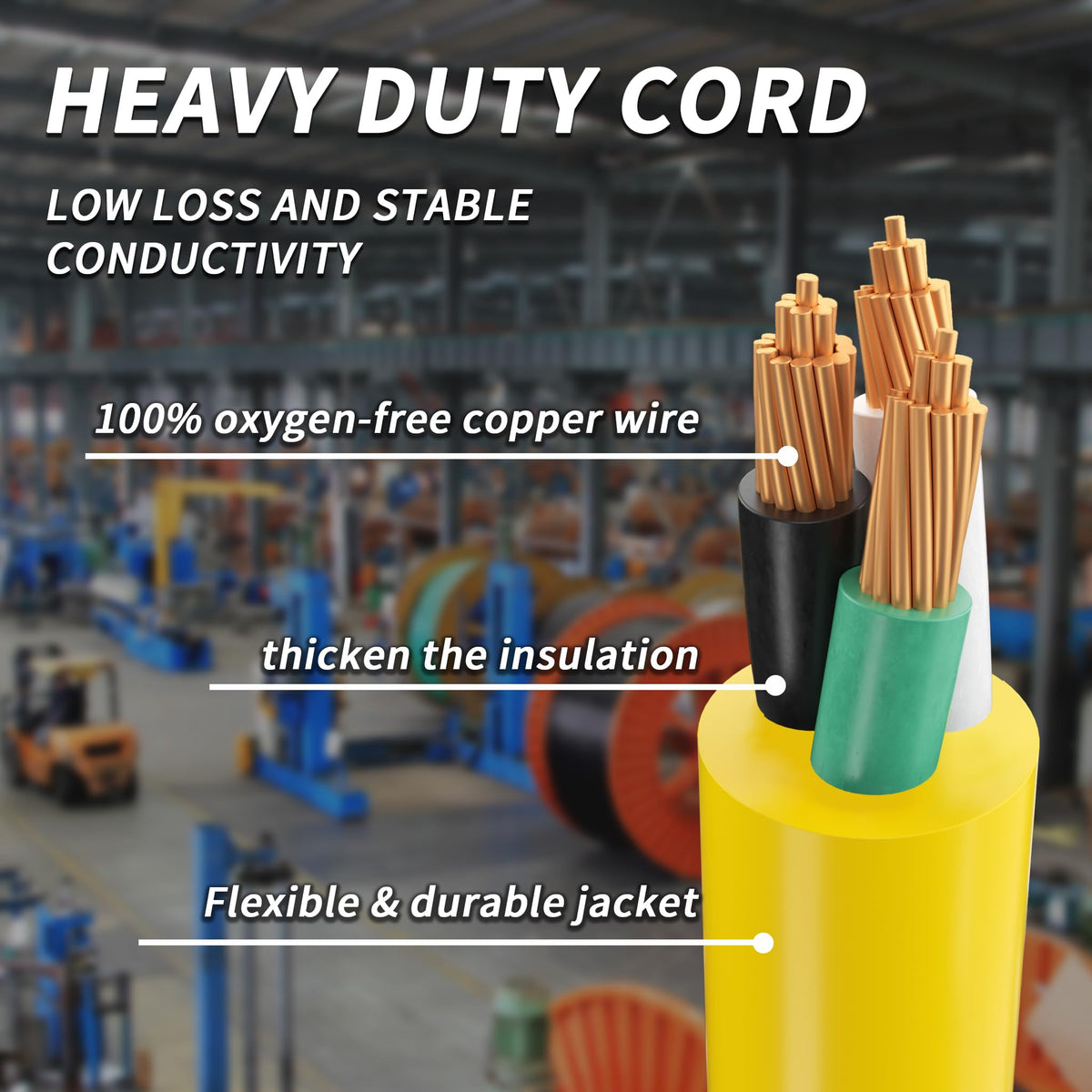 12 FT 12 Gauge Yellow Heavy Duty Outdoor Extension Cord Waterproof I93990