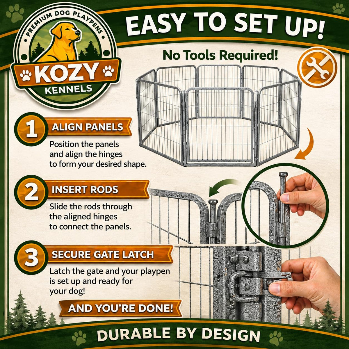 40 inch 16 Panels Portable Heavy Duty Metal Dog Playpen C656381