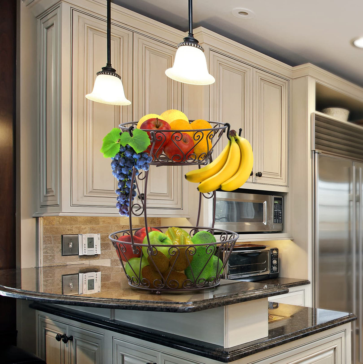 2-Tier Countertop Fruit Basket Bowl Storage E400762
