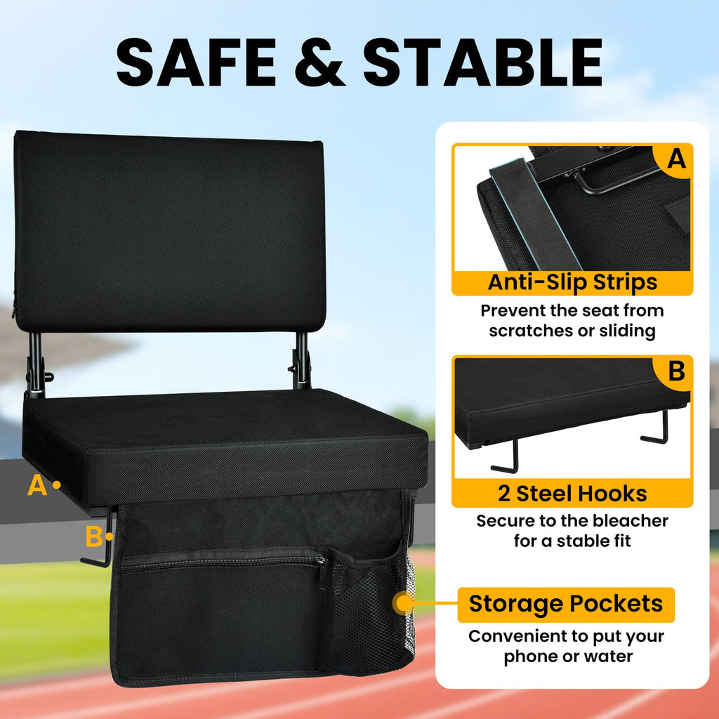 2Pcs Extra Thick Portable Stadium Seat Cushion with Zipper H9493
