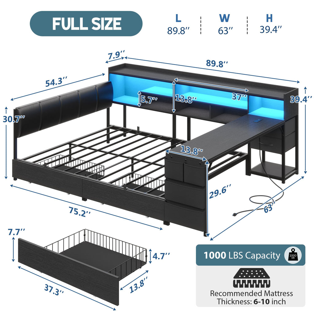 Corner Bed with Storage and Desk N6564