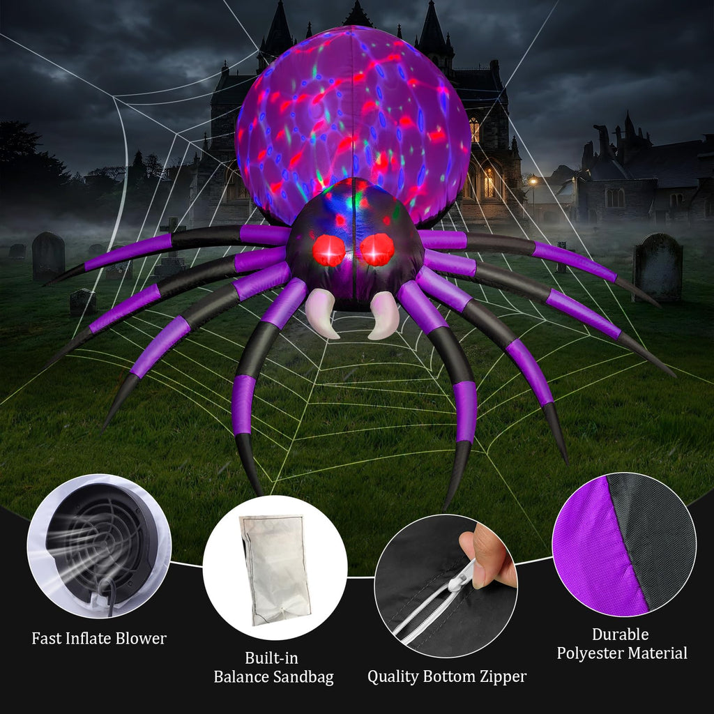 6 FT Inflatable Spider Outdoor Decoration with LED Lights P79835