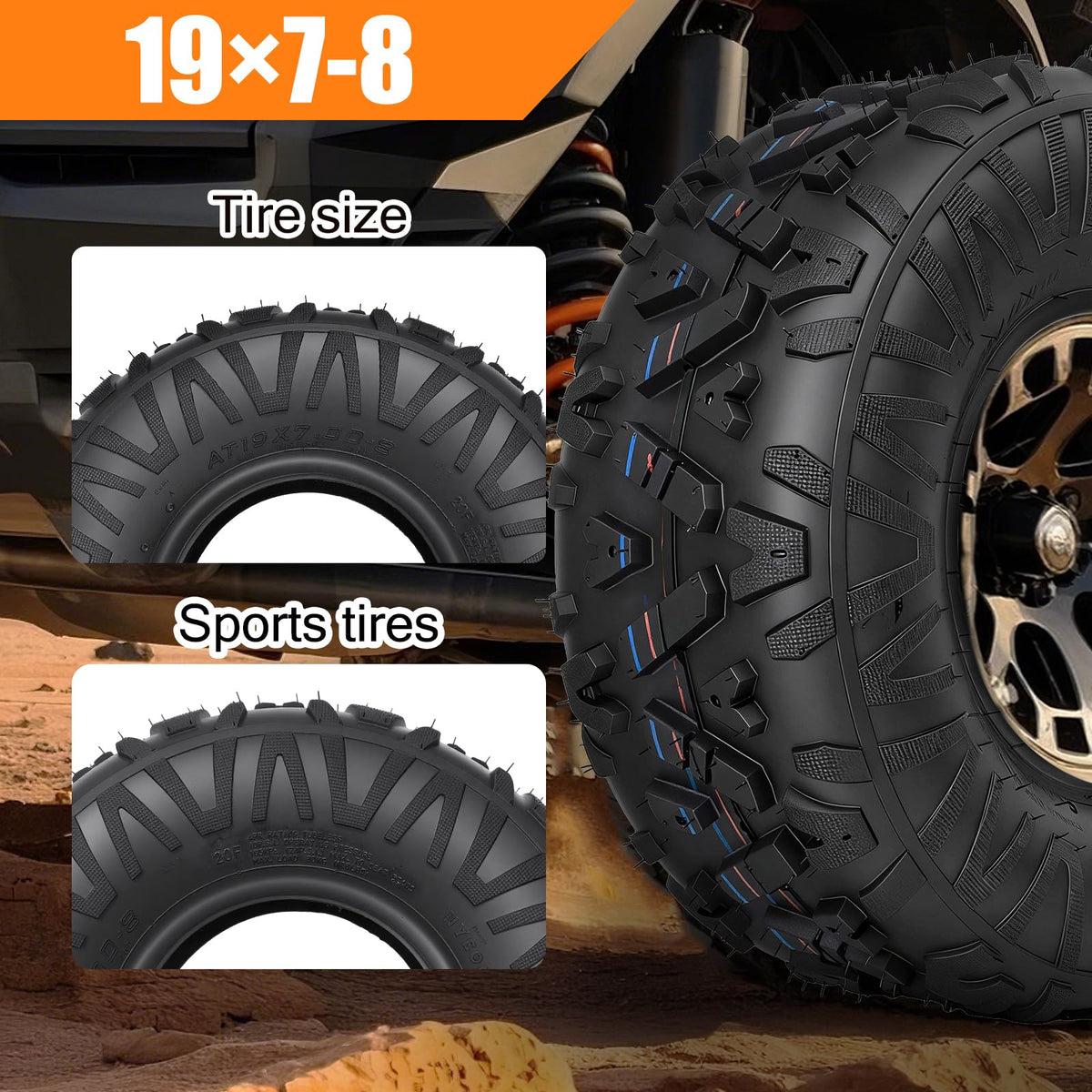 19x7-8 All-Terrain ATV/UTV Tires Set of 2 R904925