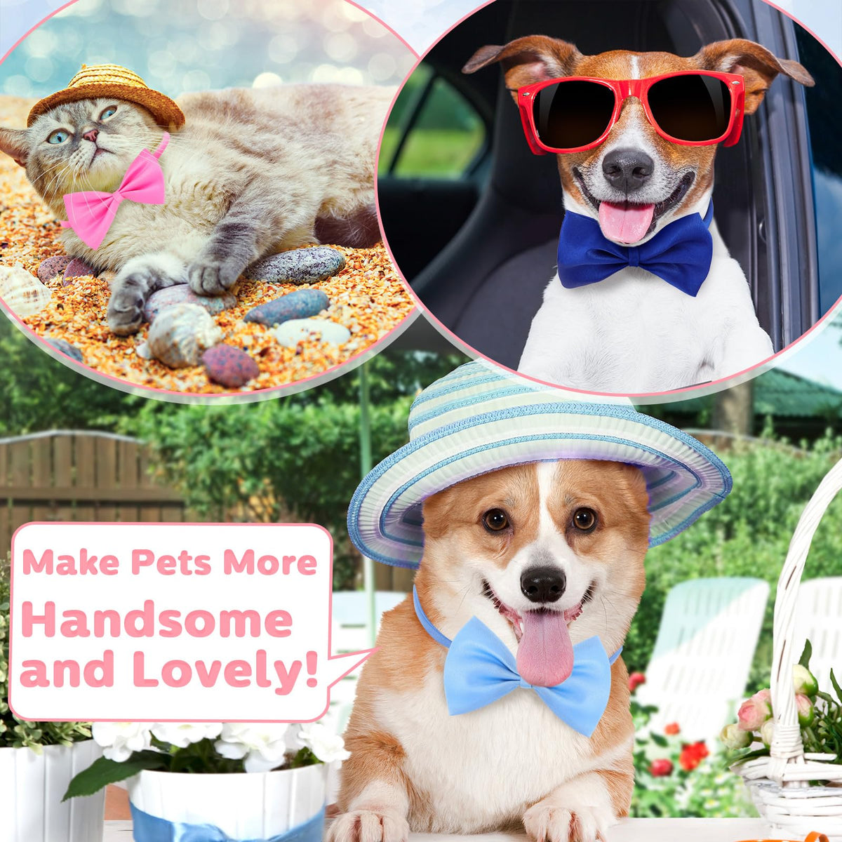 240 Pcs Dog Bow Ties with Adjustable Collar J579434