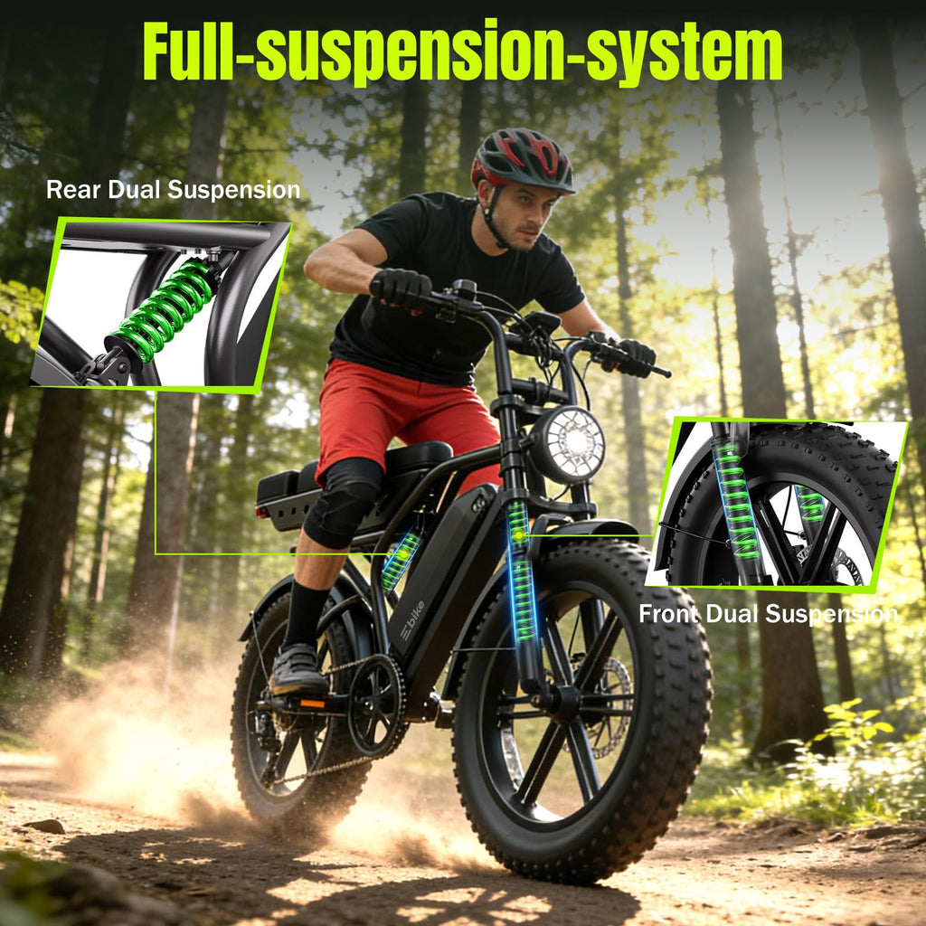 Electric Bike 48V 15Ah Battery 1500W Peak Motor 20 4.0 Fat Tire W39894
