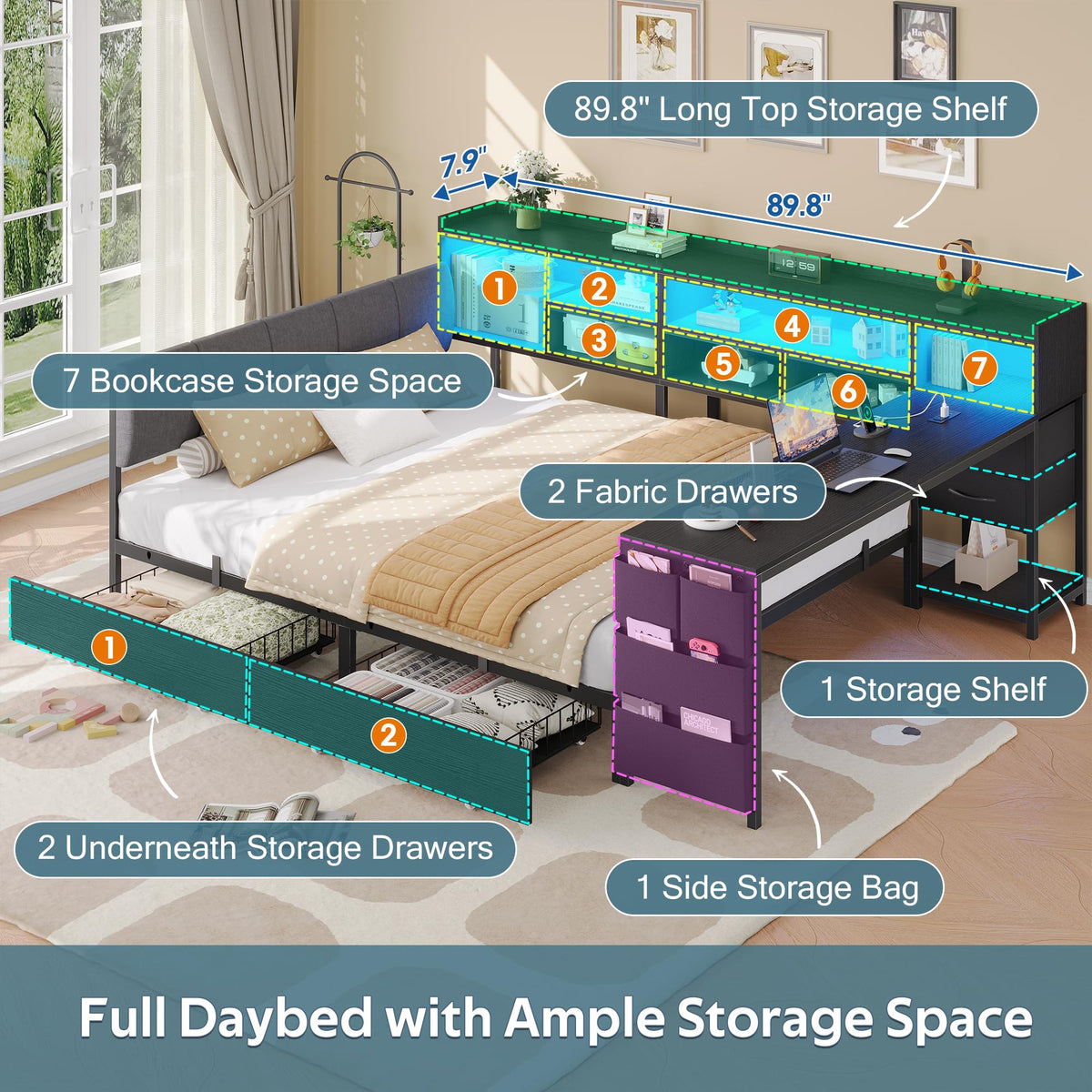Corner Bed with Storage and Desk N6564