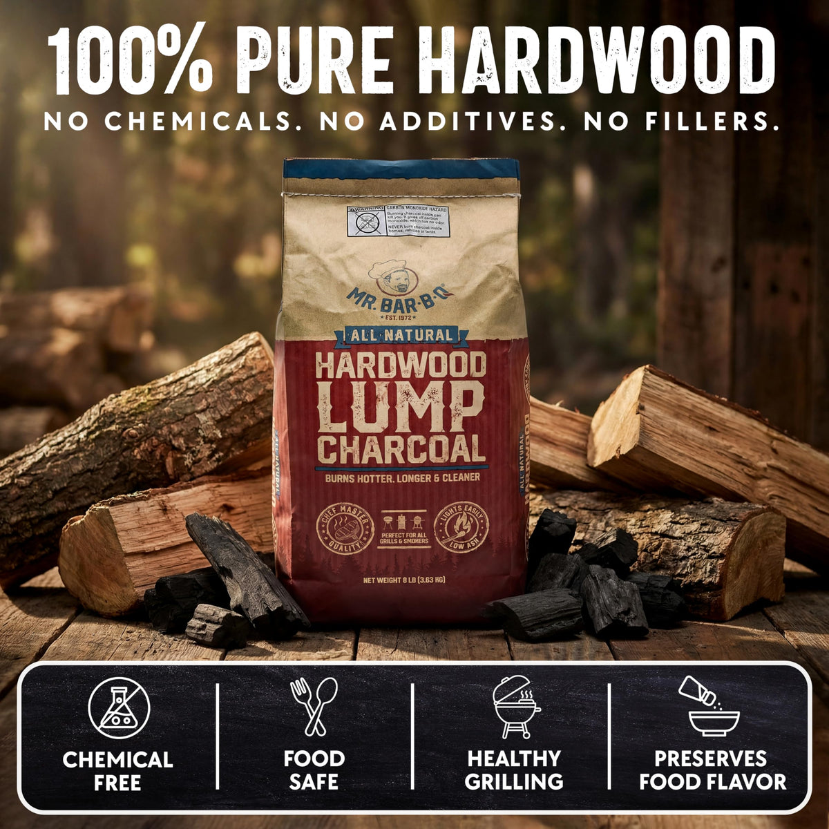8 LB. All Natural Hardwood Lump Charcoal L77987