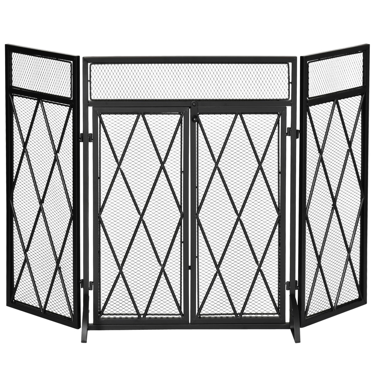 Folding Fireplace Screen Heavy Duty Black E537