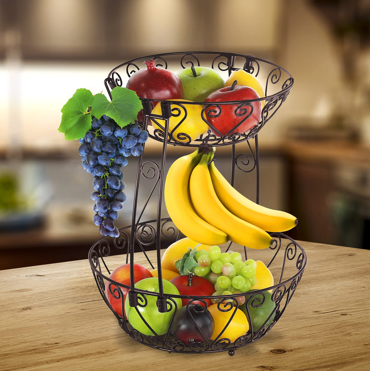 2-Tier Countertop Fruit Basket Bowl Storage E400762