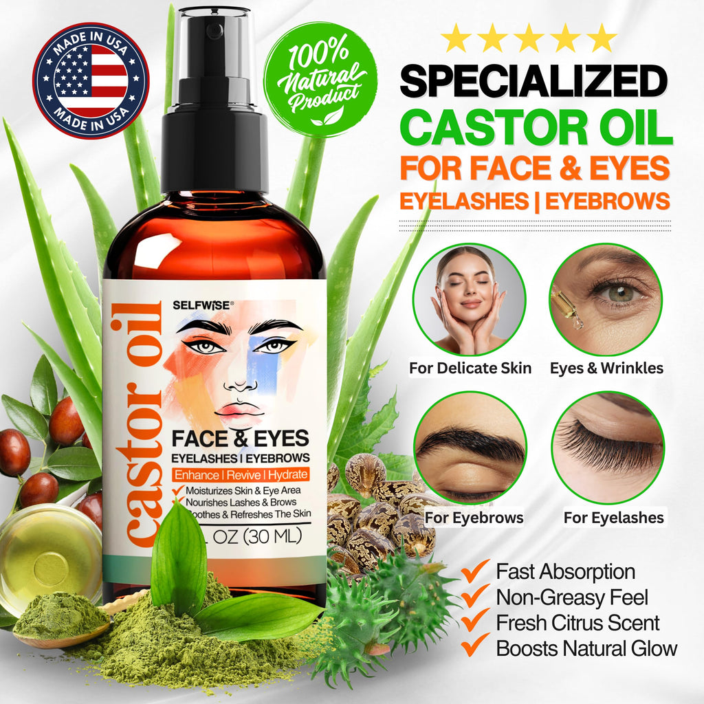 Organic Castor Oil with Jojoba Rosehip Grapeseed Squalane Vitamin E 1oz Y89678