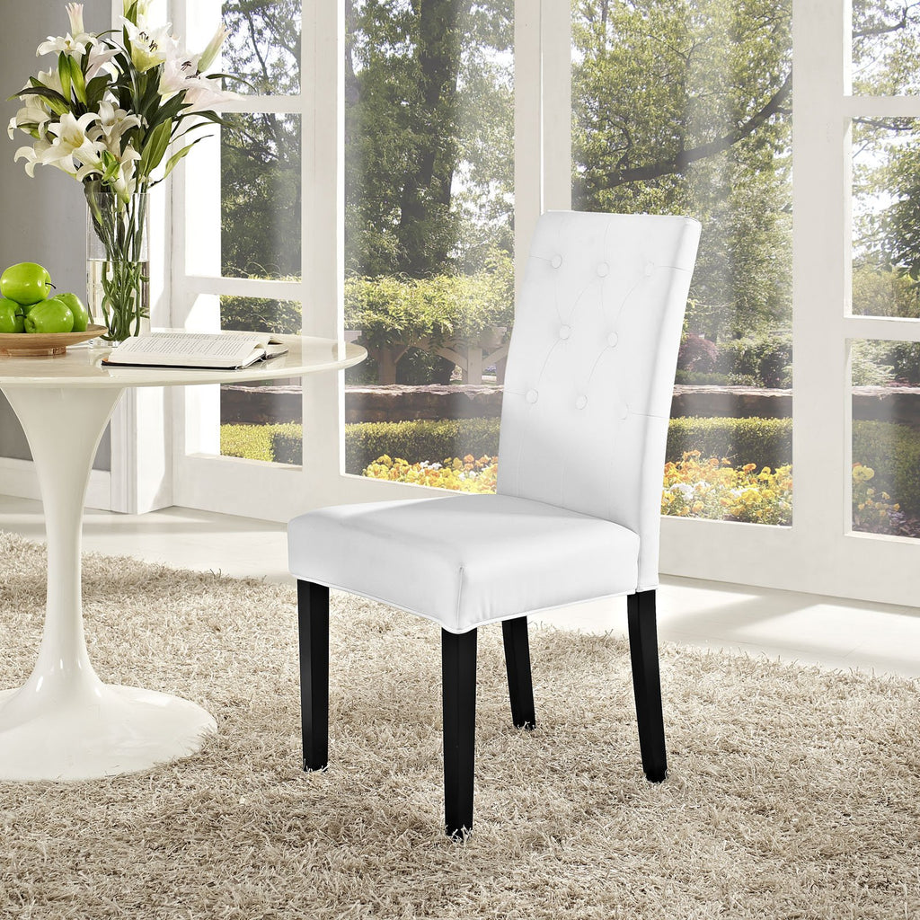 White Tufted Faux Leather Dining Chair R76876
