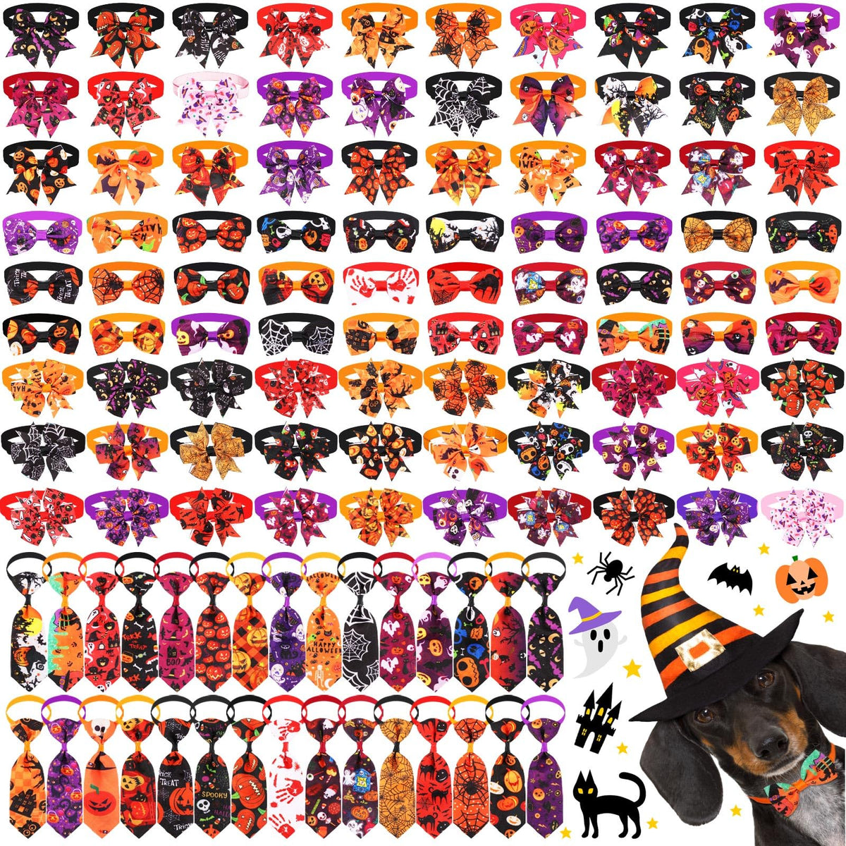 120 Pcs Dog Bow Tie Collar Set K322140