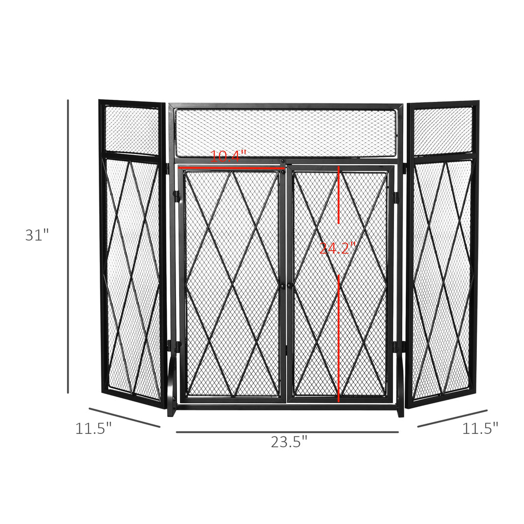 Folding Fireplace Screen Heavy Duty Black E537
