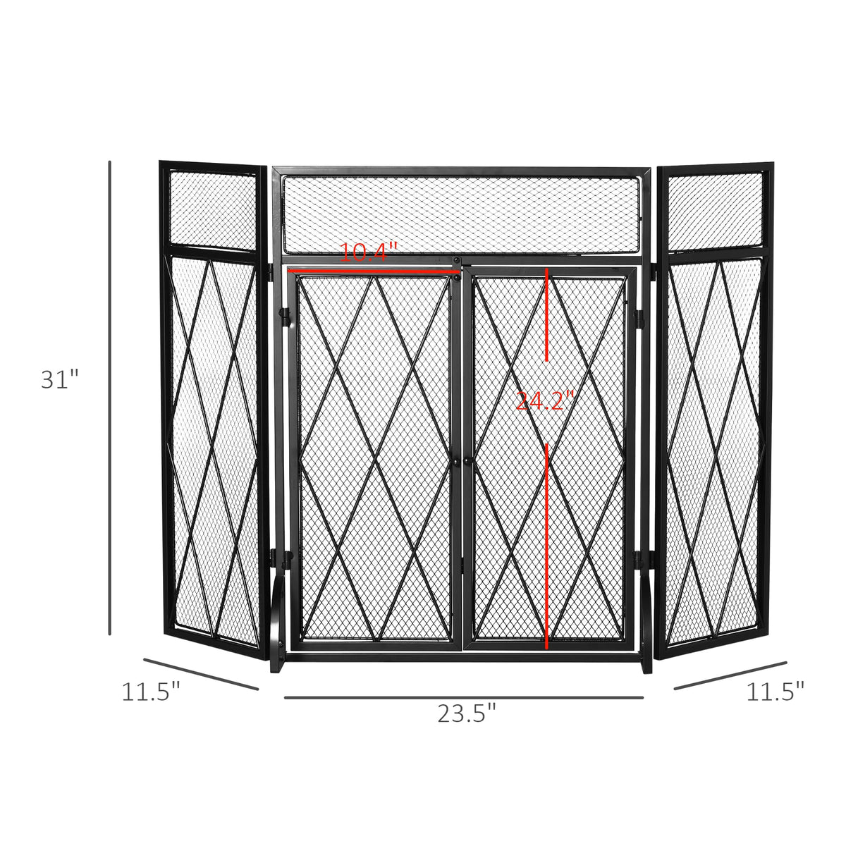 Folding Fireplace Screen Heavy Duty Black E537