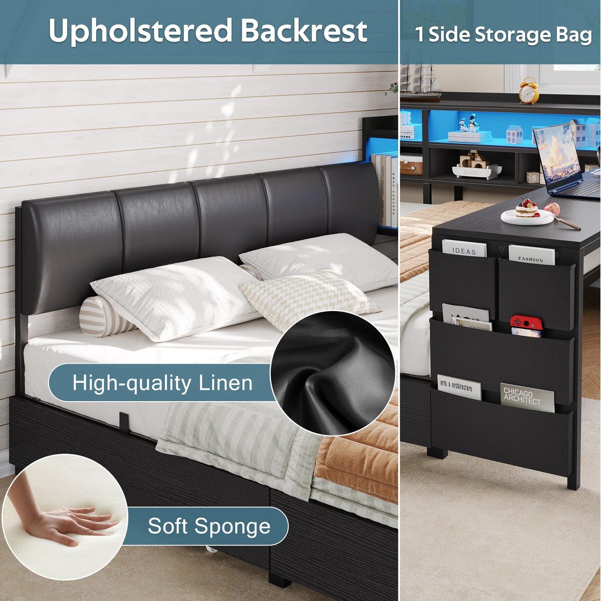 Corner Bed with Storage and Desk N6564